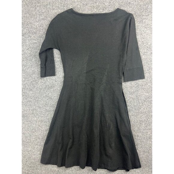 Toad & Co Dress Women's XS Black 3/4 Sleeve Fit & Flare Pockets Knee Length - Picture 7 of 8